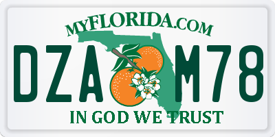 FL license plate DZAM78