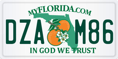 FL license plate DZAM86
