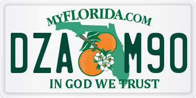 FL license plate DZAM90