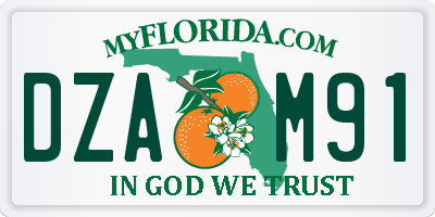 FL license plate DZAM91