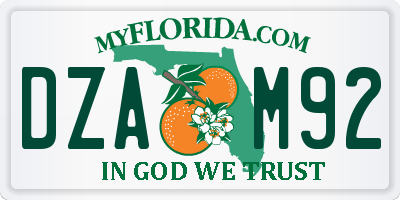 FL license plate DZAM92