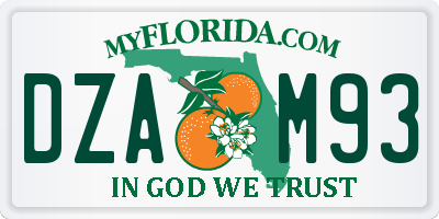 FL license plate DZAM93