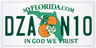 FL license plate DZAN10