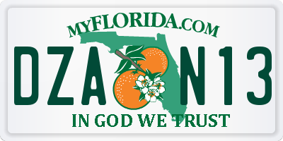 FL license plate DZAN13