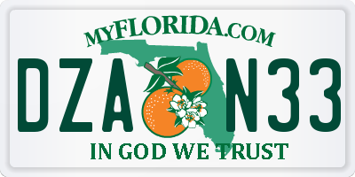 FL license plate DZAN33