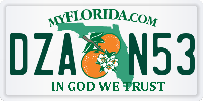 FL license plate DZAN53