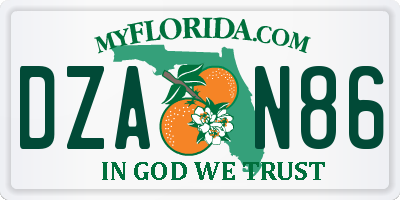 FL license plate DZAN86
