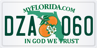 FL license plate DZAO60