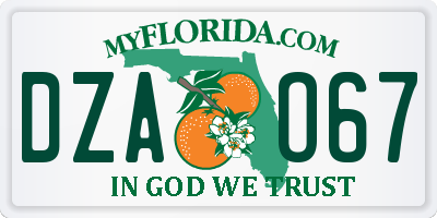 FL license plate DZAO67