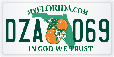 FL license plate DZAO69