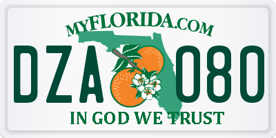 FL license plate DZAO80