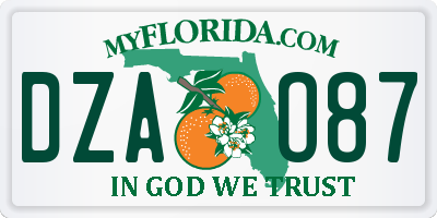 FL license plate DZAO87