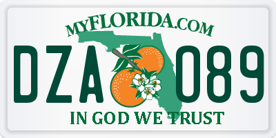FL license plate DZAO89