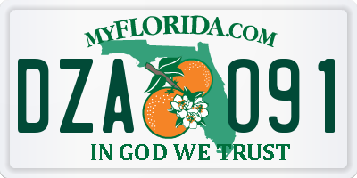 FL license plate DZAO91
