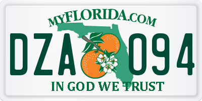FL license plate DZAO94