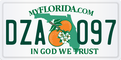 FL license plate DZAO97