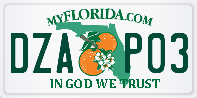 FL license plate DZAP03