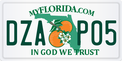 FL license plate DZAP05