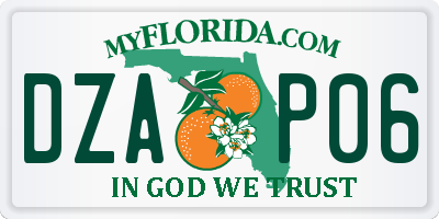 FL license plate DZAP06