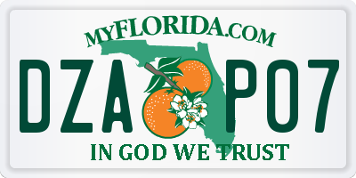 FL license plate DZAP07
