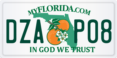 FL license plate DZAP08