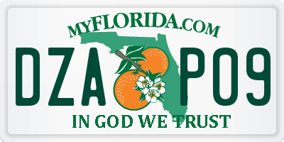 FL license plate DZAP09