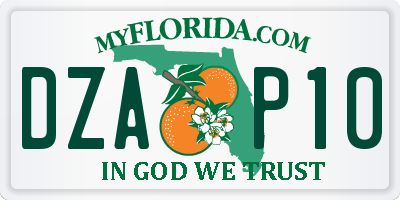 FL license plate DZAP10