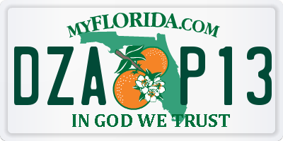 FL license plate DZAP13