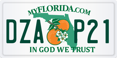 FL license plate DZAP21