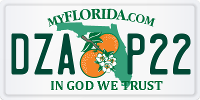 FL license plate DZAP22