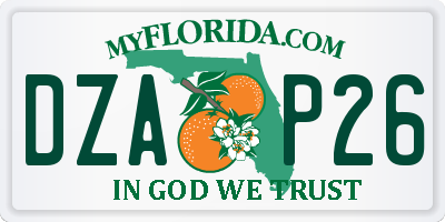 FL license plate DZAP26