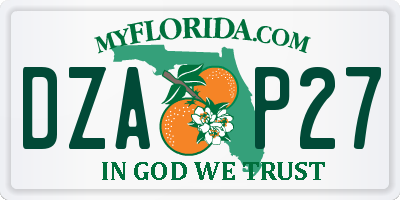 FL license plate DZAP27
