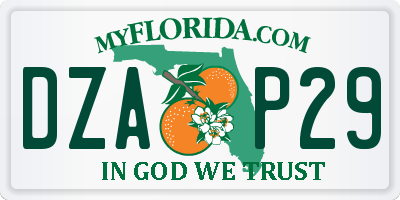 FL license plate DZAP29