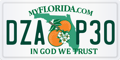 FL license plate DZAP30