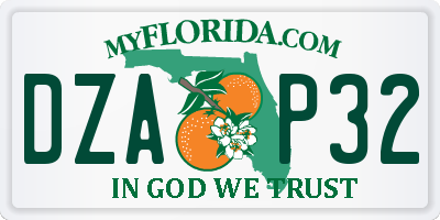 FL license plate DZAP32