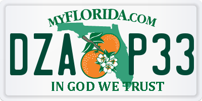 FL license plate DZAP33