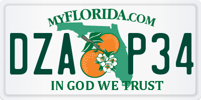 FL license plate DZAP34