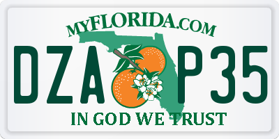 FL license plate DZAP35