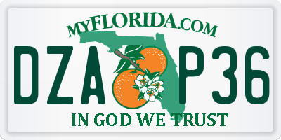 FL license plate DZAP36