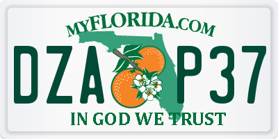 FL license plate DZAP37
