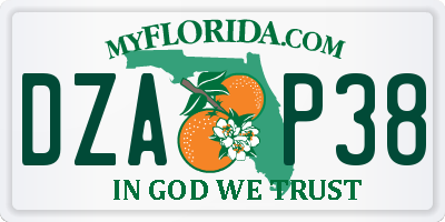 FL license plate DZAP38