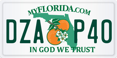 FL license plate DZAP40