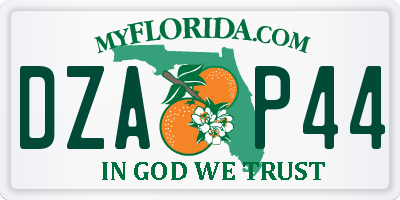 FL license plate DZAP44