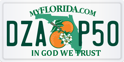 FL license plate DZAP50