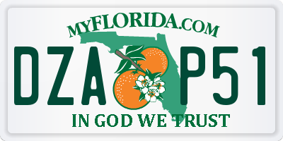 FL license plate DZAP51