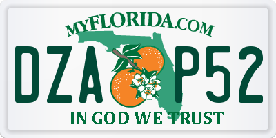 FL license plate DZAP52