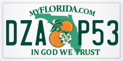 FL license plate DZAP53