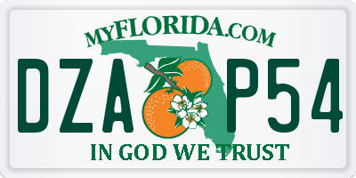 FL license plate DZAP54