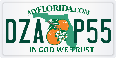 FL license plate DZAP55