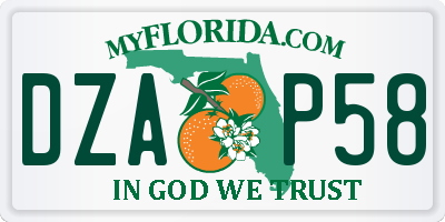 FL license plate DZAP58